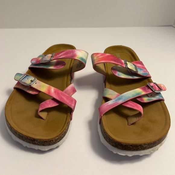 Steve Madden Pink Tie Dye Crisscross Platform Sandals for Girls Size 4 Beach! - Picture 3 of 5